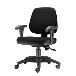 Cadeira Job com Bracos Curvados Assento Crepe Base Rodizio Metalico Preto - 54580