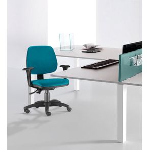 Cadeira Job com Bracos Semi Curvados Assento Crepe Azul Base Nylon Arcada - 54627