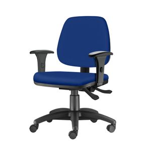 Cadeira Job com Bracos Semi Curvados Assento Courino Azul Base Nylon Arcada - 54628