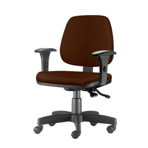 Cadeira Job com Bracos Semi Curvados Assento Courino Marrom Base Nylon Arcada - 54631