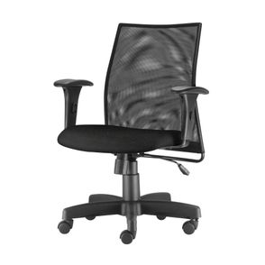 Cadeira Liss com Bracos Assento Courino Base Metalica Preta - 54656