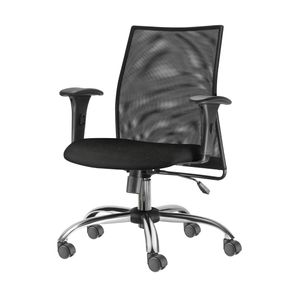 Cadeira Liss com Bracos Assento Courino Preto Base Semi Arcada Cromada - 54661