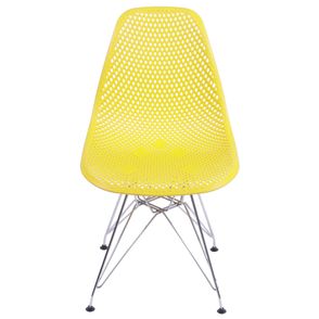 Cadeira Eames Furadinha cor Amarela com Base Cromada - 54700