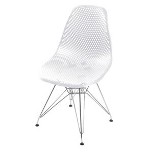 Cadeira Eames Furadinha cor Branco com Base Cromada - 54701