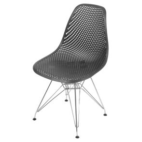 Cadeira Eames Furadinha cor Preto com Base Cromada - 54703