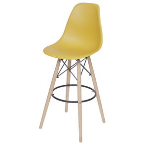 Banqueta Eames Polipropileno Acafrao Fosco Base Madeira - 54740