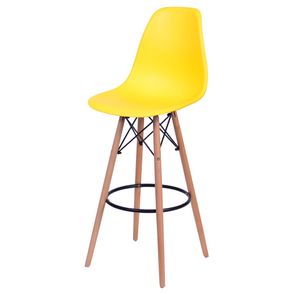 Banqueta Eames Polipropileno Amarelo Fosco Base Madeira - 54745