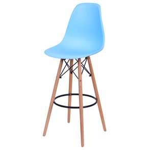 Banqueta Eames Polipropileno Azul Claro Base Madeira - 54747