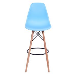 Banqueta Eames Polipropileno Azul Claro Base Madeira - 54747