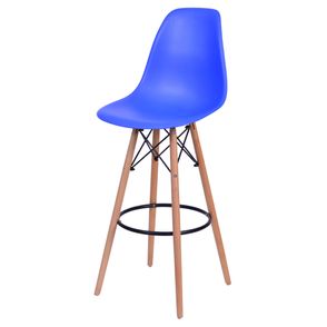 Banqueta Eames Polipropileno Azul Escuro Base Madeira - 54748