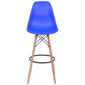 Banqueta Eames Polipropileno Azul Escuro Base Madeira - 54748