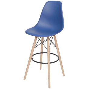 Banqueta Eames Polipropileno Azul Marinho Base Madeira - 54750