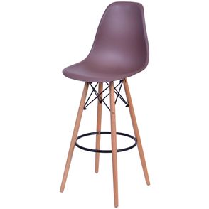 Banqueta Eames Polipropileno Cafe Fosco Base Madeira - 54755