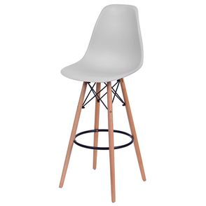 Banqueta Eames Polipropileno Cinza Fosco Base Madeira - 54756