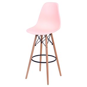 Banqueta Eames Polipropileno Salmao Fosco Base Madeira - 54765