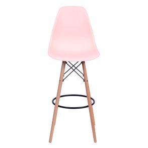 Banqueta Eames Polipropileno Salmao Fosco Base Madeira - 54765