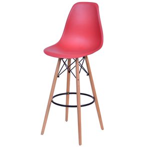 Banqueta Eames Polipropileno Vinho Fosco Base Madeira - 54788