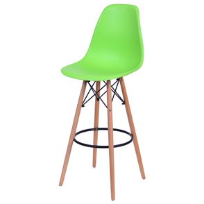 Banqueta Eames Polipropileno Verde Fosco Base Madeira - 54789