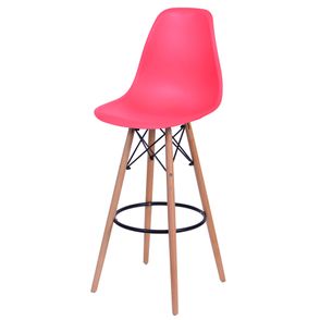 Banqueta Eames Polipropileno Vermelho Fosco Base Madeira - 54790