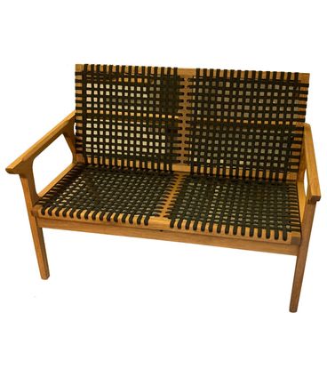 Sofá Trama 2 Lugares Madeira Stain Jatobá Corda Preta - 53171