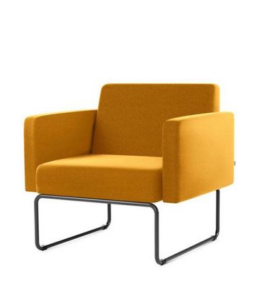 Poltrona Pix Assento Crepe Mostarda Base Aco Preto - 55039