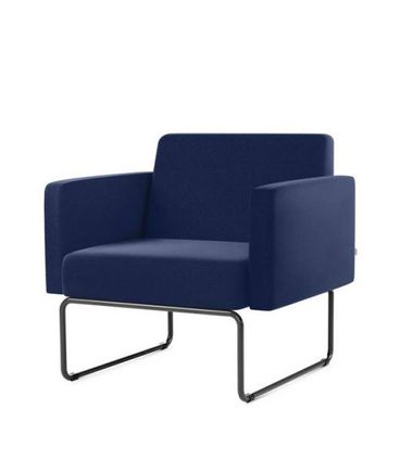 Poltrona Pix Assento Courino Azul Base Aco Preto - 55042