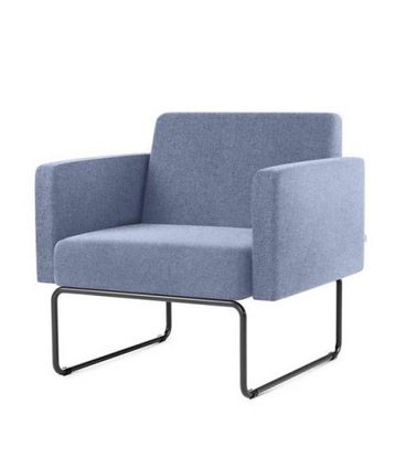 Poltrona Pix Assento Mescla Azul Claro Base Aco Preto - 55047