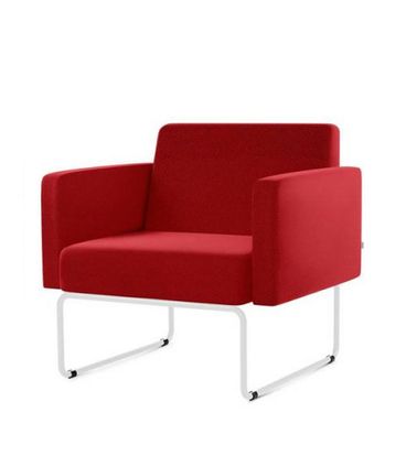 Poltrona Pix Assento Courino Vermelho Base Aco Branco - 55044