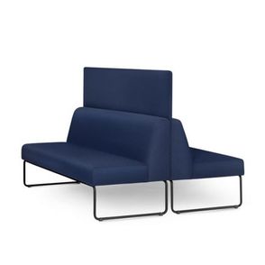 Sofa Pix com 2 Unidades e Painel Divisor Assento Courino Azul Base Aco Preto - 55065