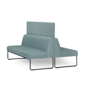 Sofa Pix com 2 Unidades e Painel Divisor Assento Crepe Verde Agua Base Aco Preto - 55067