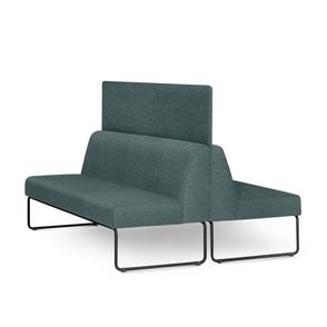 Sofa Pix com 2 Unidades e Painel Divisor Assento Mescla Verde Base Aco Preto - 55069