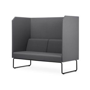 Sofa Privativo Pix com Divisoria e Assento Crepe Cinza Base Aco Preto - 55081