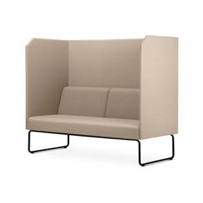 Sofa Privativo Pix com Divisoria e Assento Crepe Bege Base Aco Preto - 55083