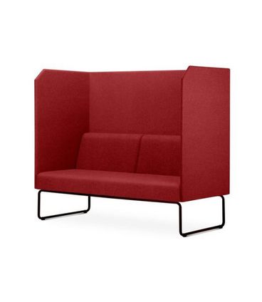 Sofa Privativo Pix com Divisoria e Assento Mescla Vermelho Base Aco Preto - 55087
