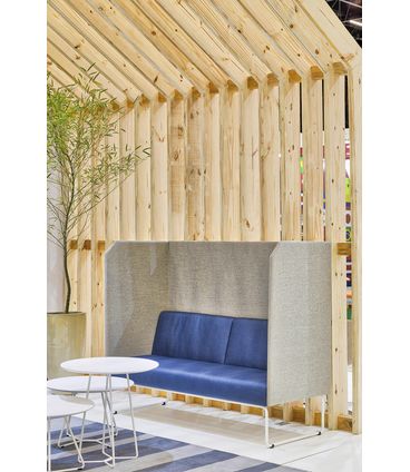 Sofa Privativo Pix com Divisoria e Assento Mescla Vermelho Base Aco Preto - 55087