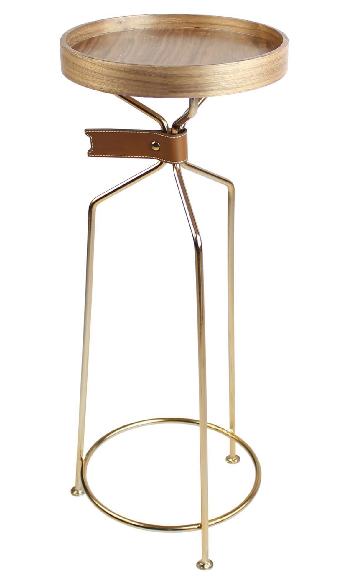 Mesa-Apoio-Tag-Alta-Tampo-Nogueira-com-Base-Dourada-27-cm--LARG----55116
