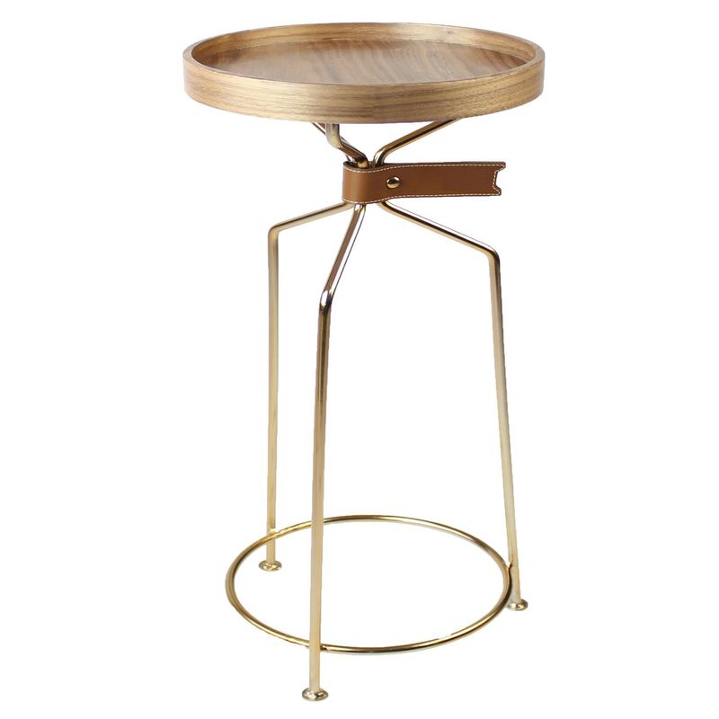 MesaApoioTagBaixaTampoNogueiracomBaseDourada27cmLARG55126