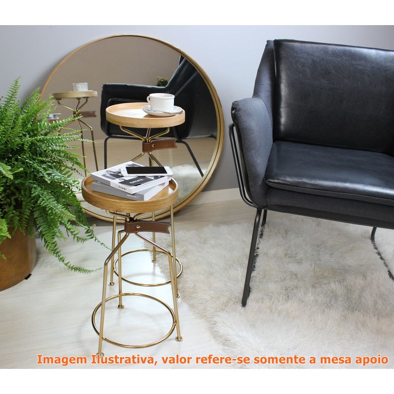 MesaApoioTagBaixaTampoNogueiracomBaseDourada27cmLARG55126