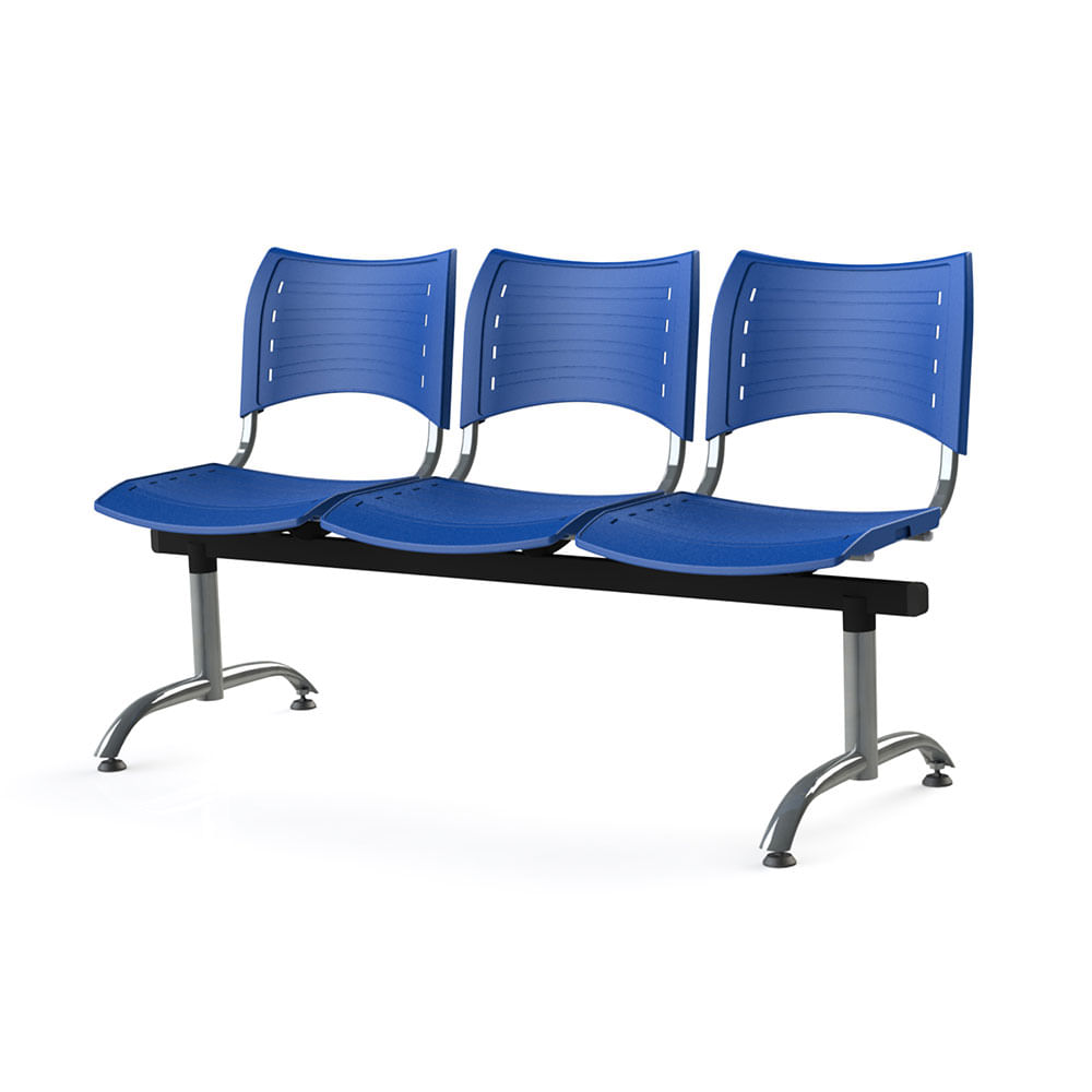 Longarina-Iso-com-3-Lugares-Assento-Azul-Base-Cromada---55247