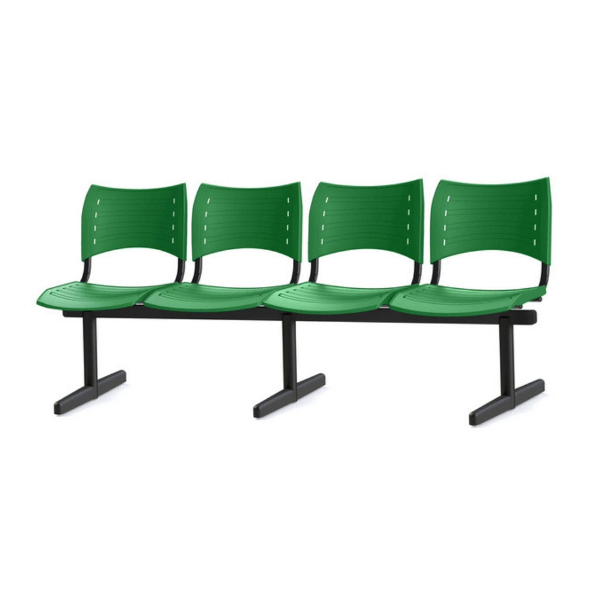 Longarina-Iso-com-4-Lugares-Assento-Verde-Base-Preta---55249