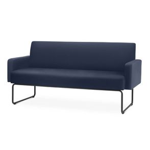 Sofa Pix com Bracos Assento Courino Azul Base Aco Preto - 55102