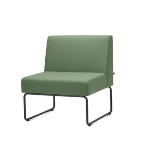 Poltrona Modular Pix Assento Crepe Verde Escuro Base Aco Preto - 55297