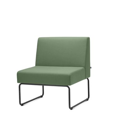 Poltrona Modular Pix Assento Crepe Verde Escuro Base Aco Preto - 55297