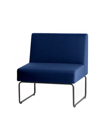 Poltrona Modular Pix Assento Courino Azul Base Aco Preto - 55303