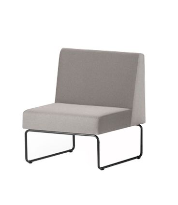 Poltrona Modular Pix Assento Crepe Cinza Claro Base Aco Preto - 55299