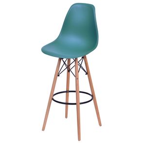 Banqueta Eames Polipropileno Azul Petroleo Base Madeira - 54752