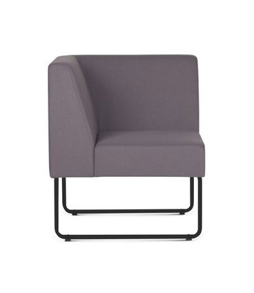 Poltrona Modular Pix com Braco Individual Assento Crepe Cinza Escuro Base Aco Preto - 55339