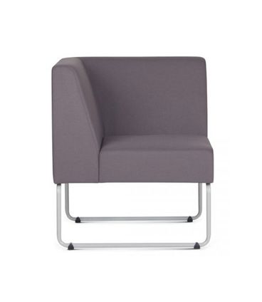 Poltrona Modular Pix com Braco Individual Assento Courino Cinza Escuro Base Aco Branco - 55342