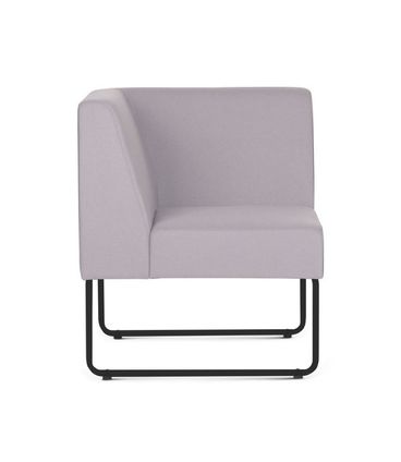 Poltrona Modular Pix com Braco Individual Assento Courino Cinza Claro Base Aco Preto - 55333