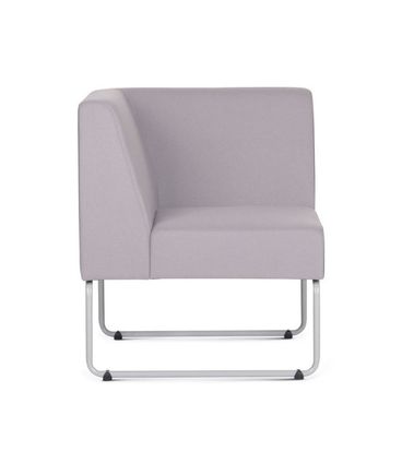 Poltrona Modular Pix com Braco Individual Assento Courino Cinza Claro Base Aco Branco - 55334